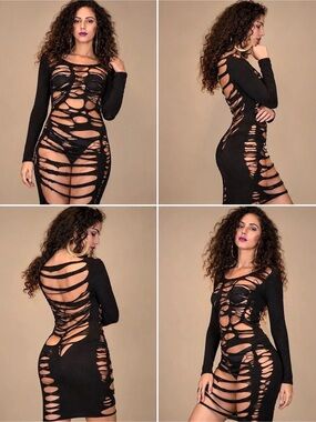 Black Long Sleeve Cutout Mini Dress